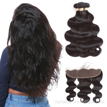 Free Shipping Non Virgin Remy Wavy Hair Indian 3 Bundles with Frontal , Aliexpress Online Shopping India Hair from India